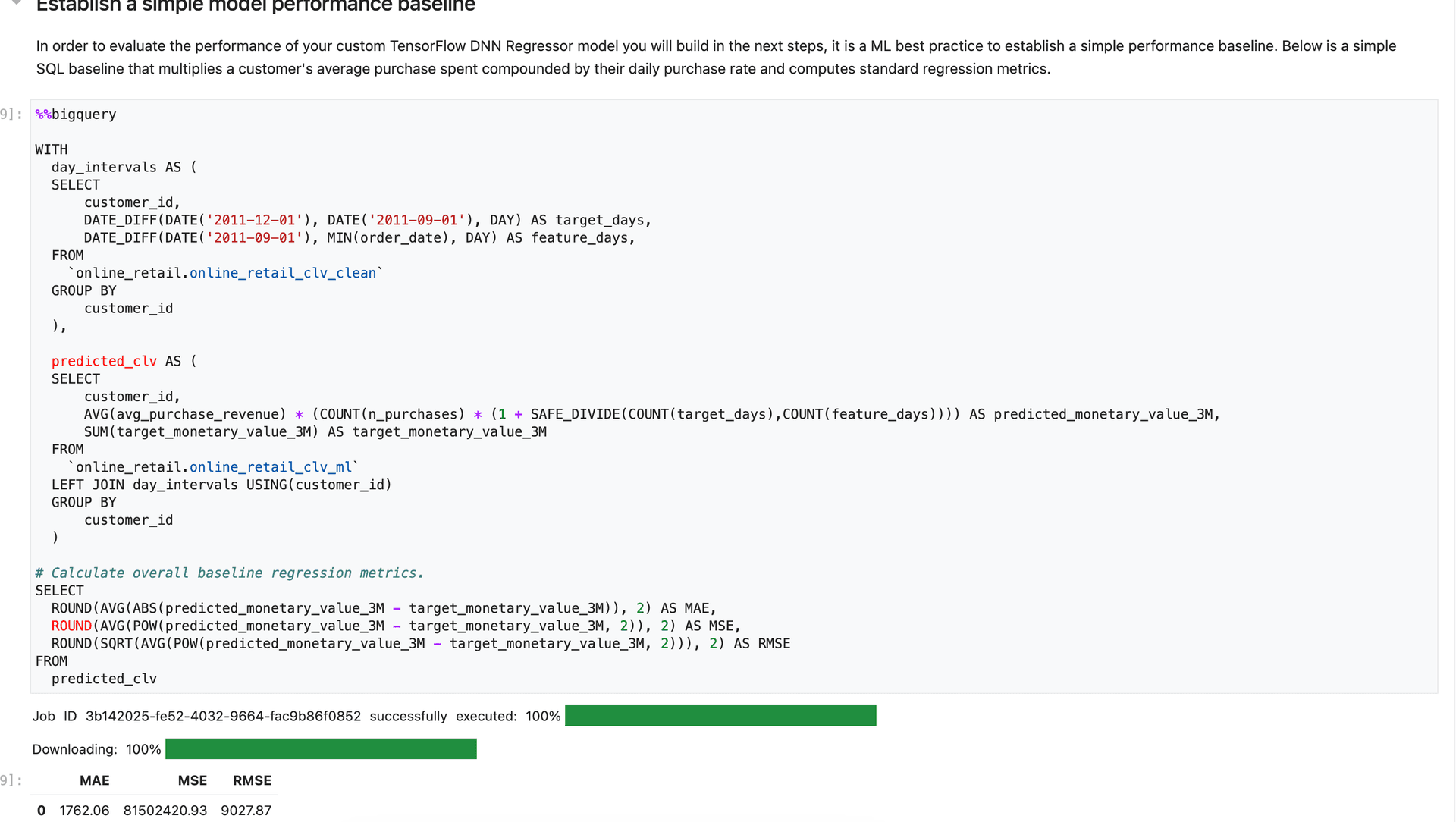 Simple baseline model